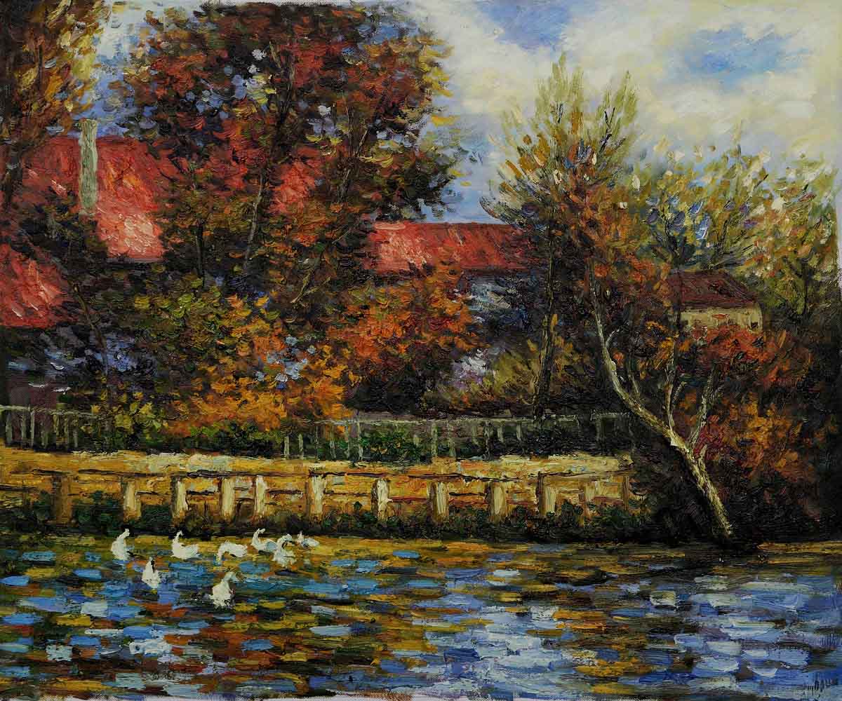 Duck Pond - Pierre-Auguste Renoir painting on canvas